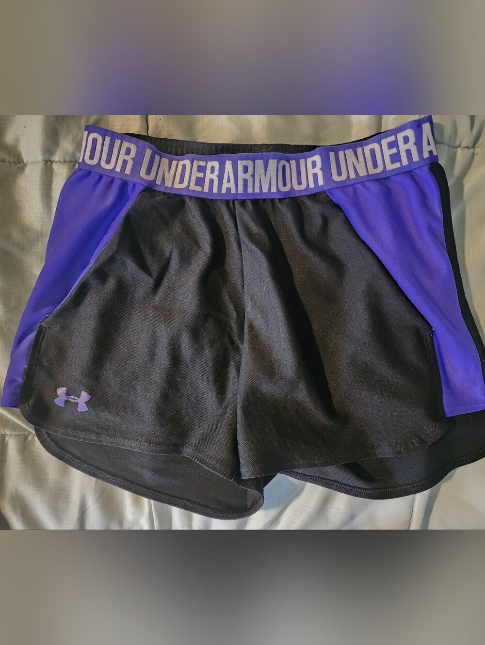 Under Armour Women's Black and Purple Performance Shorts